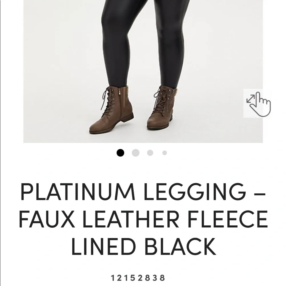 Torrid Platinum Legging Faux Leather Fleece Lined Black 3 - Picture 3 of 6